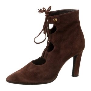 Fendi Y2k Suede Tassel Accents Lace-Up Boots